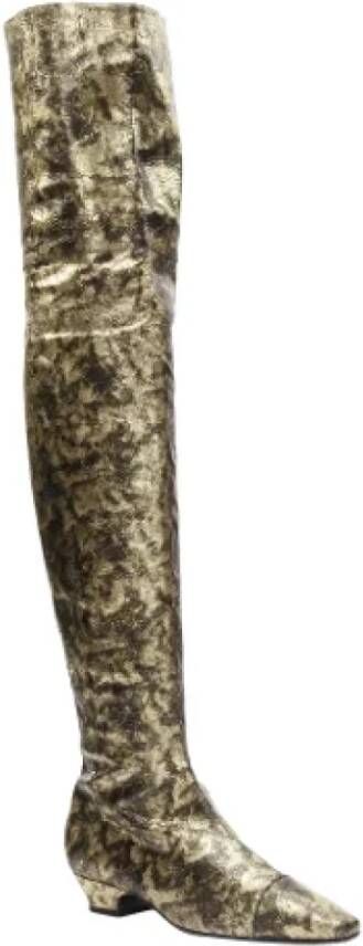 Chanel Vintage Pre-owned Leather boots Yellow Dames