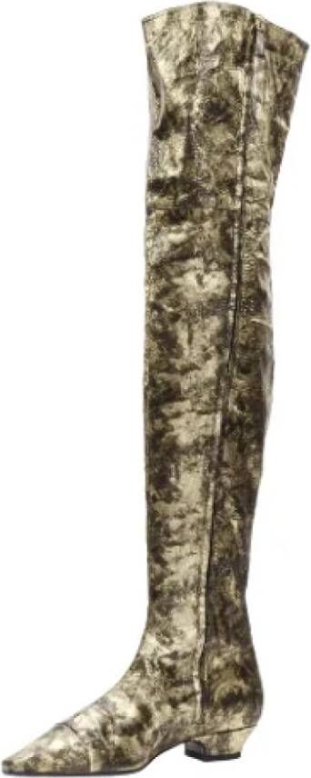 Chanel Vintage Pre-owned Leather boots Yellow Dames