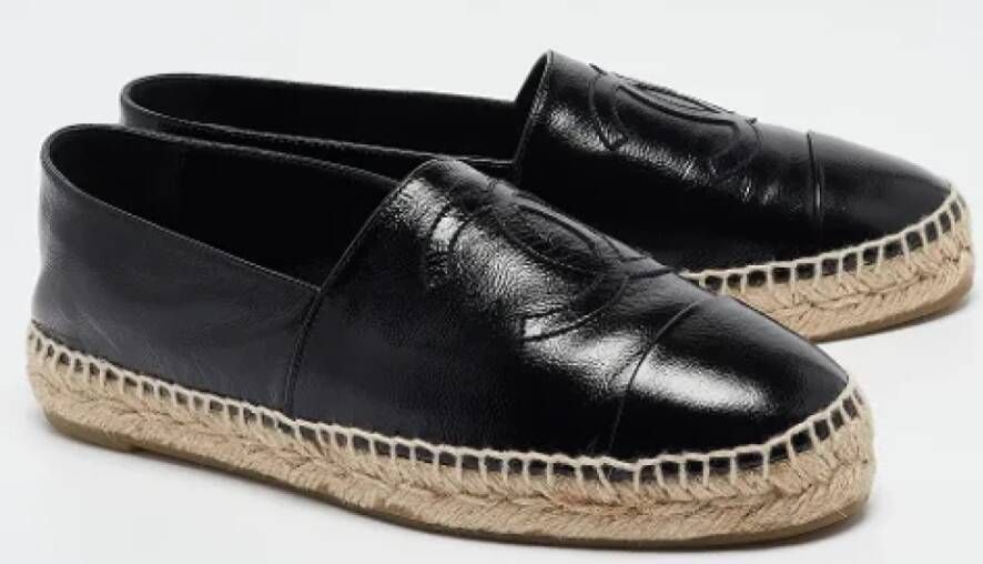 Chanel Vintage Pre-owned Leather espadrilles Black Dames