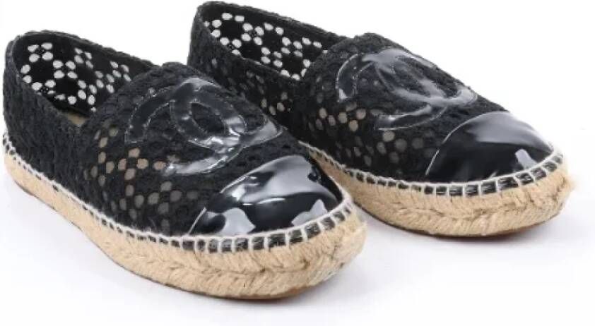 Chanel Vintage Pre-owned Leather espadrilles Black Dames