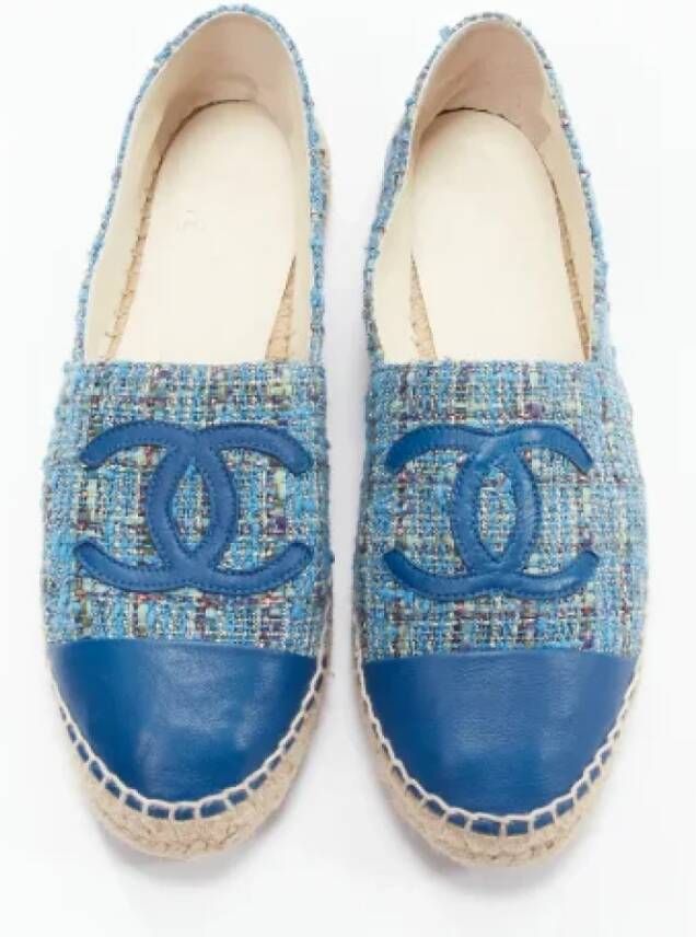 Chanel Vintage Pre-owned Leather espadrilles Blue Dames