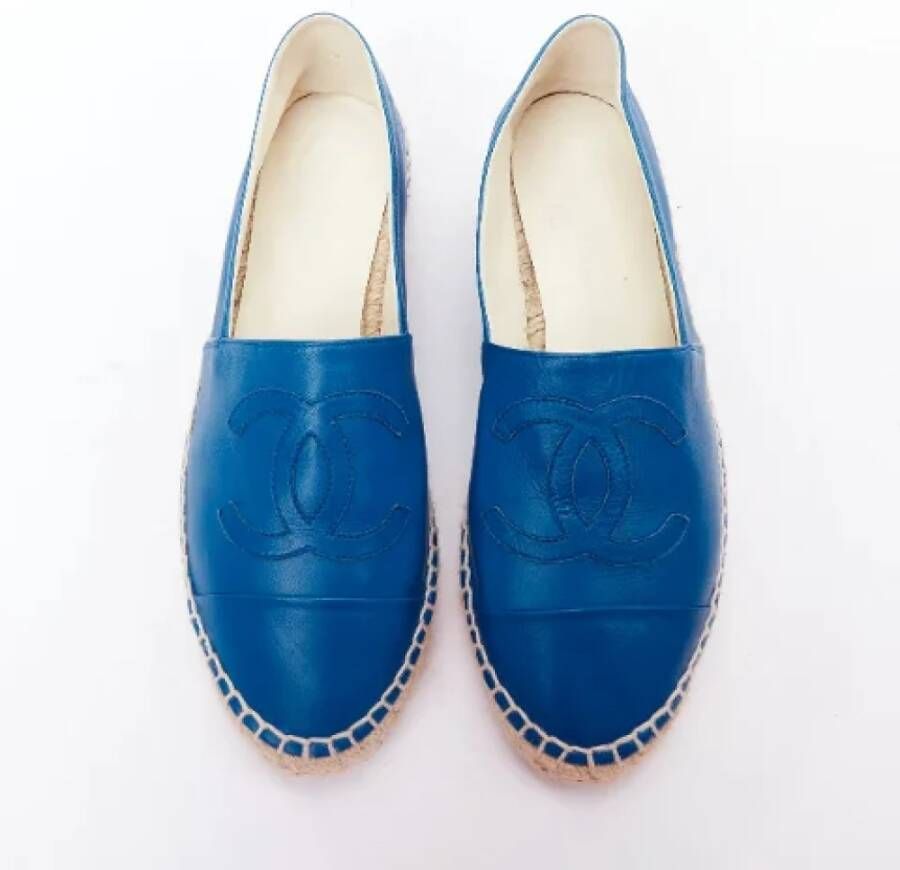 Chanel Vintage Pre-owned Leather espadrilles Blue Dames