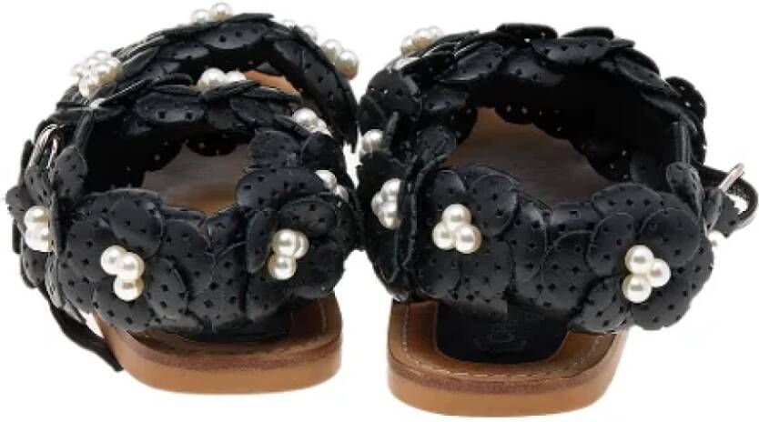 Chanel Vintage Pre-owned Leather flats Black Dames