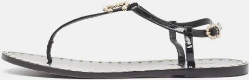 Chanel Vintage Pre-owned Leather flats Black Dames