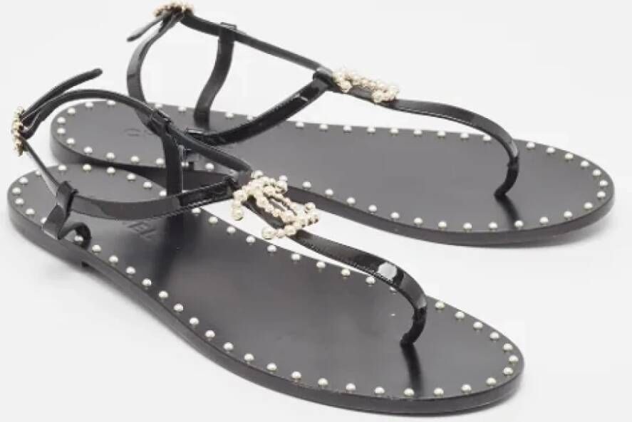 Chanel Vintage Pre-owned Leather flats Black Dames