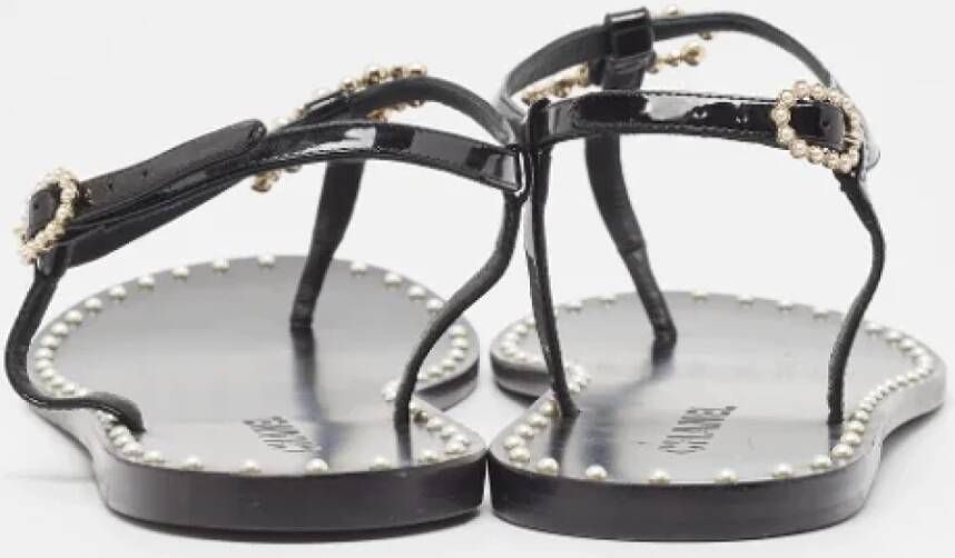 Chanel Vintage Pre-owned Leather flats Black Dames