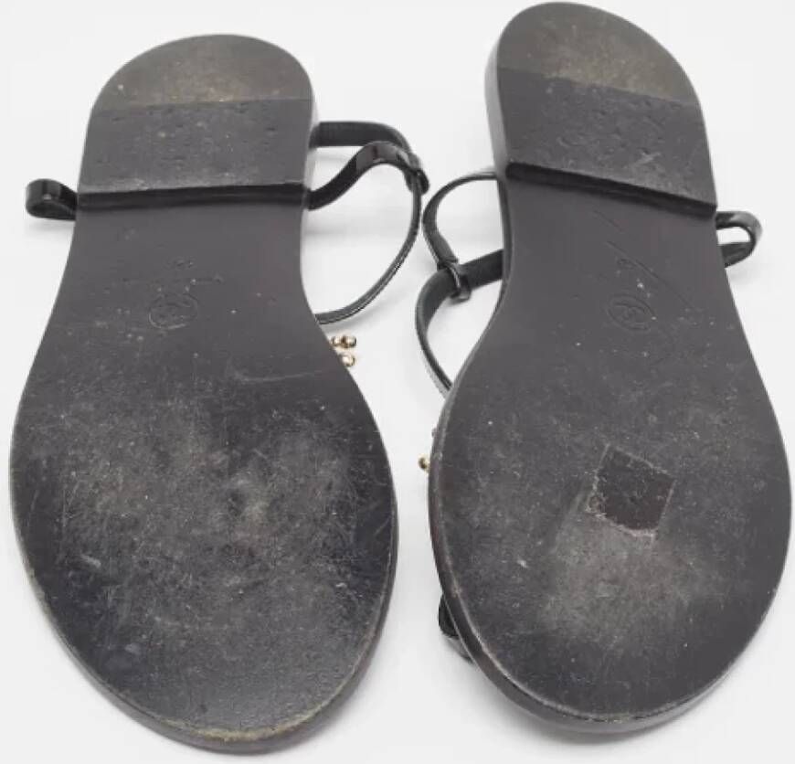 Chanel Vintage Pre-owned Leather flats Black Dames