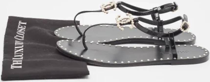 Chanel Vintage Pre-owned Leather flats Black Dames