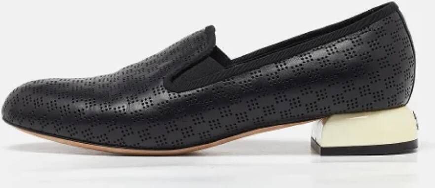 Chanel Vintage Pre-owned Leather flats Black Dames