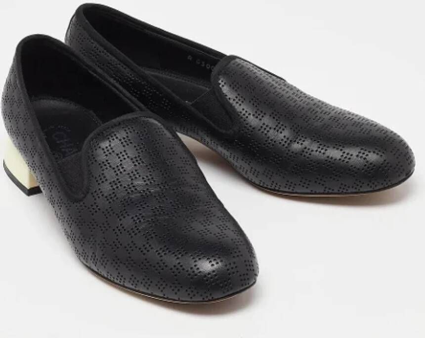 Chanel Vintage Pre-owned Leather flats Black Dames
