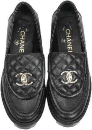 Chanel Vintage Pre-owned Leather flats Black Dames
