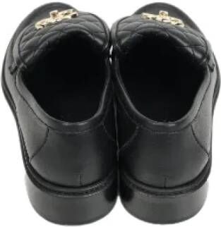 Chanel Vintage Pre-owned Leather flats Black Dames