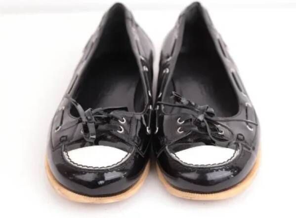 Chanel Vintage Pre-owned Leather flats Black Dames