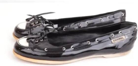 Chanel Vintage Pre-owned Leather flats Black Dames
