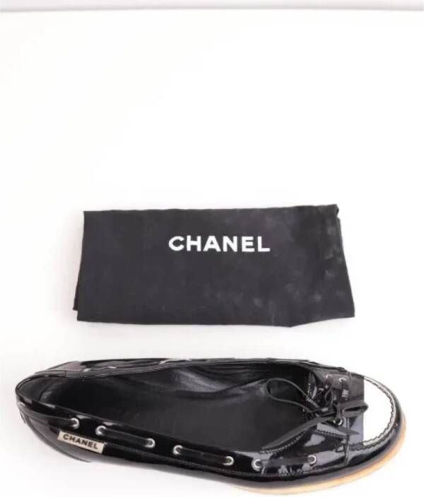 Chanel Vintage Pre-owned Leather flats Black Dames