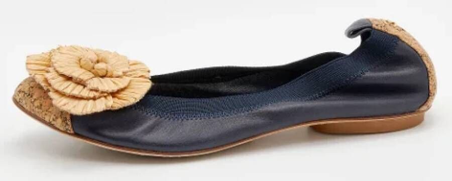 Chanel Vintage Pre-owned Leather flats Blue Dames