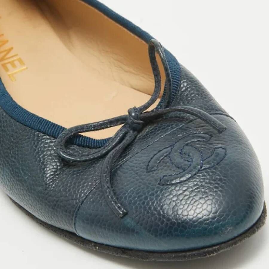 Chanel Vintage Pre-owned Leather flats Blue Dames