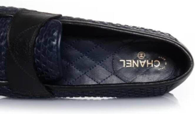 Chanel Vintage Pre-owned Leather flats Blue Dames