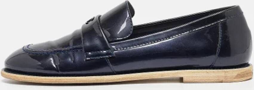 Chanel Vintage Pre-owned Leather flats Blue Dames
