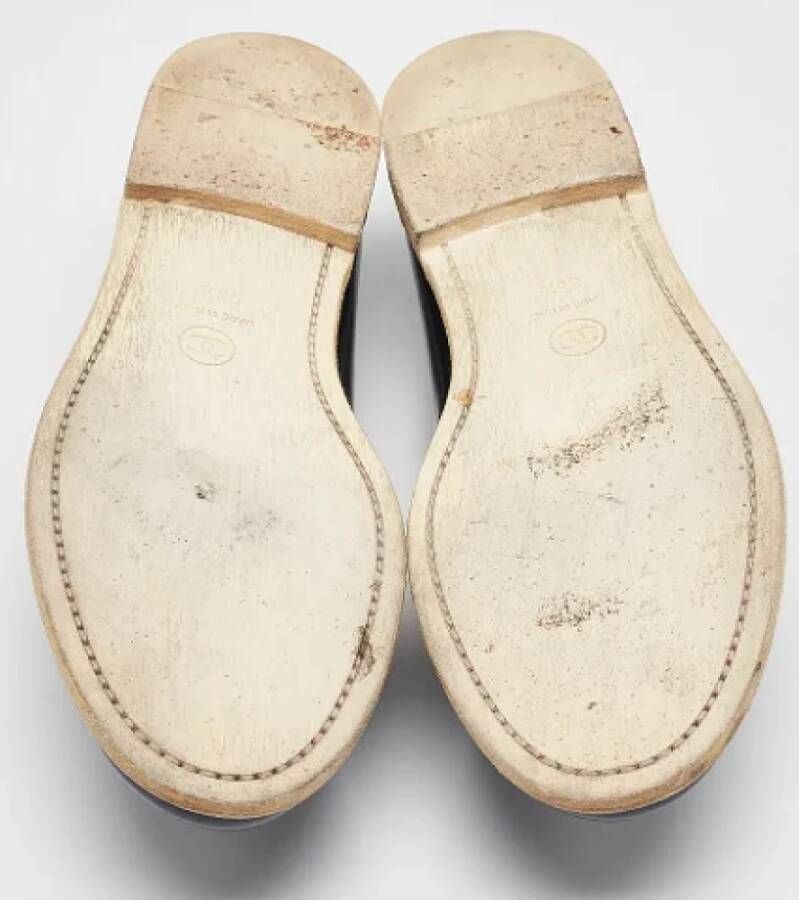 Chanel Vintage Pre-owned Leather flats Blue Dames