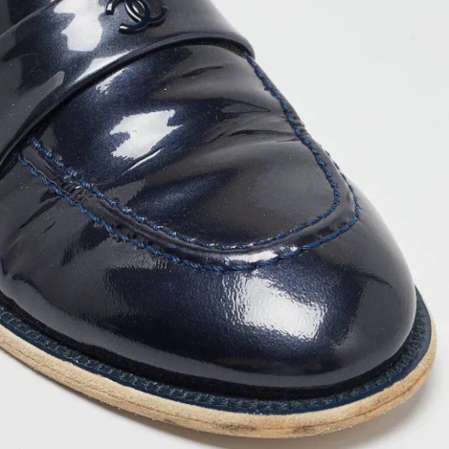 Chanel Vintage Pre-owned Leather flats Blue Dames