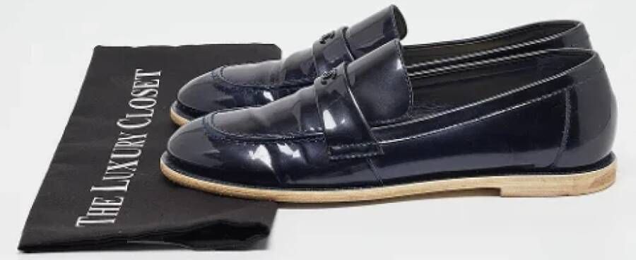 Chanel Vintage Pre-owned Leather flats Blue Dames
