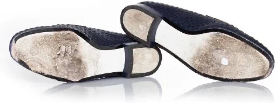 Chanel Vintage Pre-owned Leather flats Blue Dames