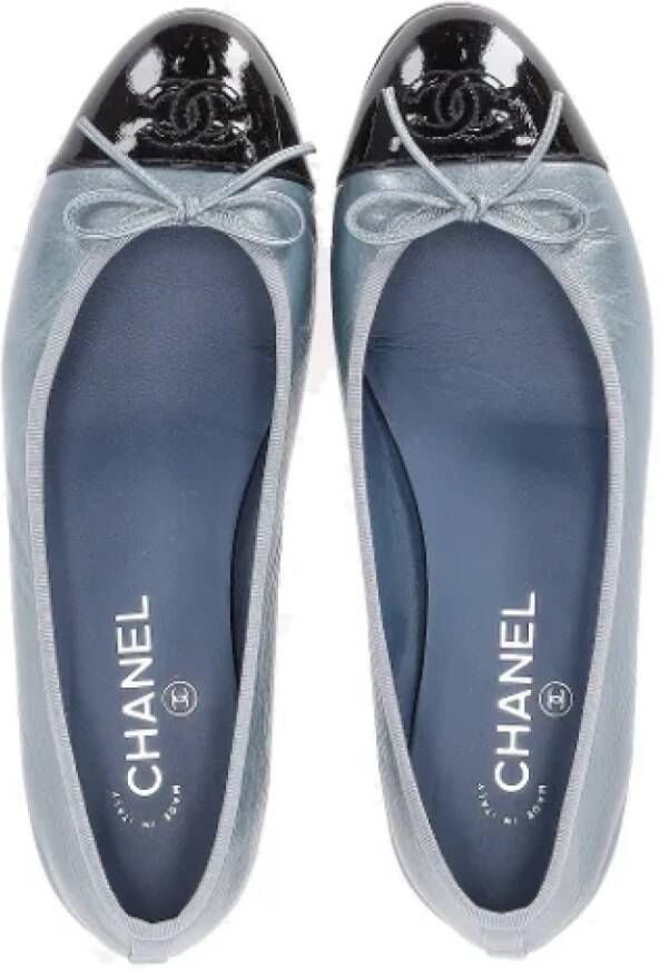 Chanel Vintage Pre-owned Leather flats Blue Dames