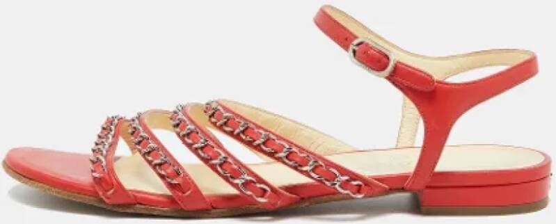 Chanel Vintage Pre-owned Leather flats Red Dames