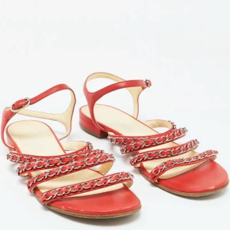 Chanel Vintage Pre-owned Leather flats Red Dames