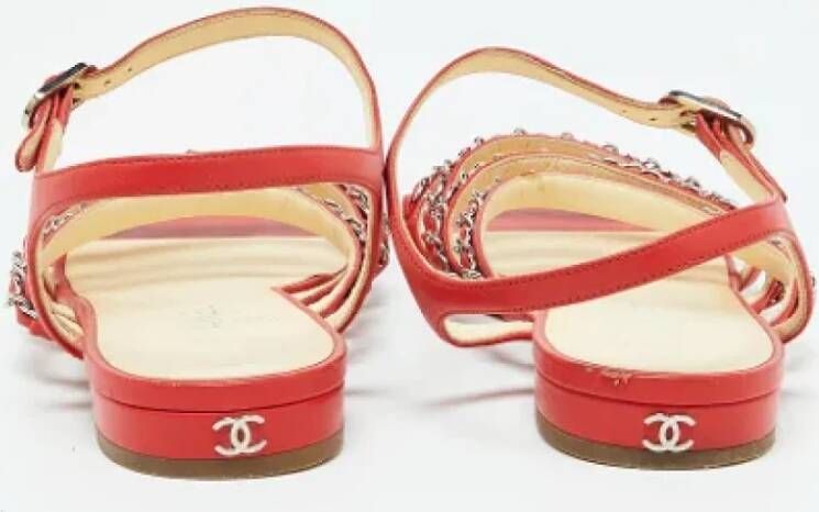 Chanel Vintage Pre-owned Leather flats Red Dames