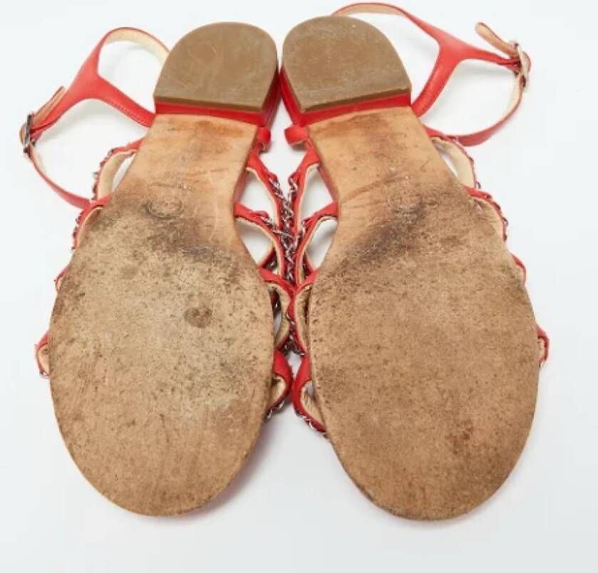 Chanel Vintage Pre-owned Leather flats Red Dames