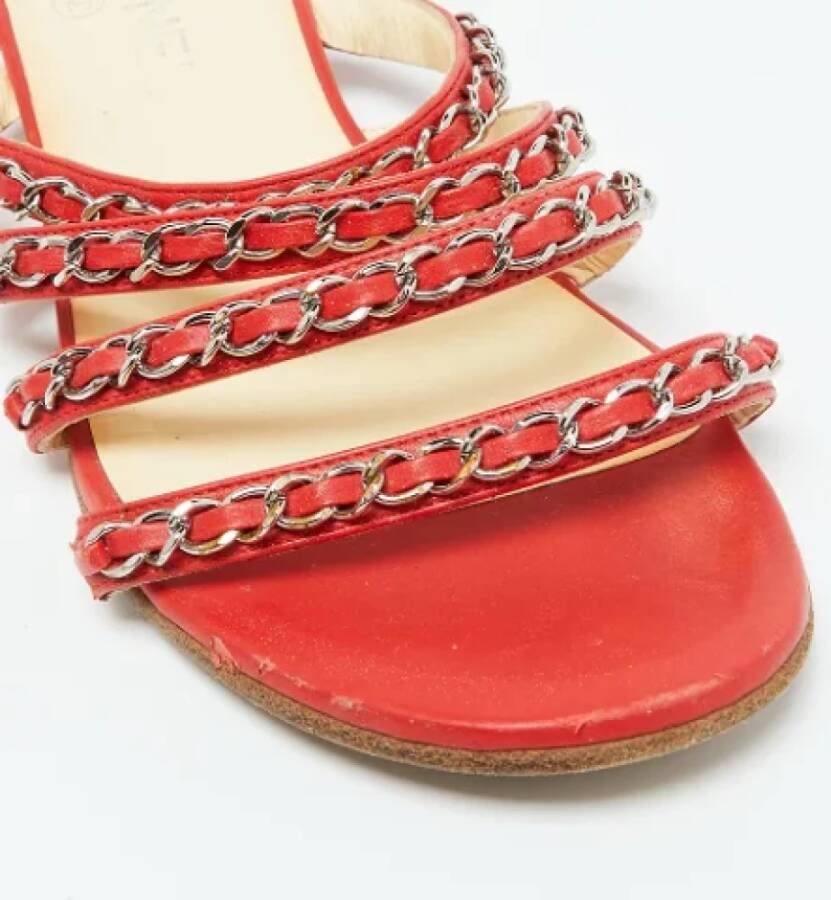 Chanel Vintage Pre-owned Leather flats Red Dames