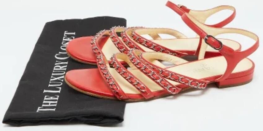 Chanel Vintage Pre-owned Leather flats Red Dames