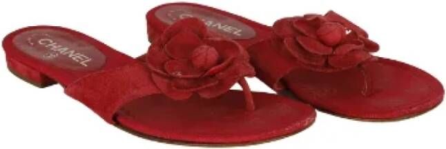 Chanel Vintage Pre-owned Leather flats Red Dames