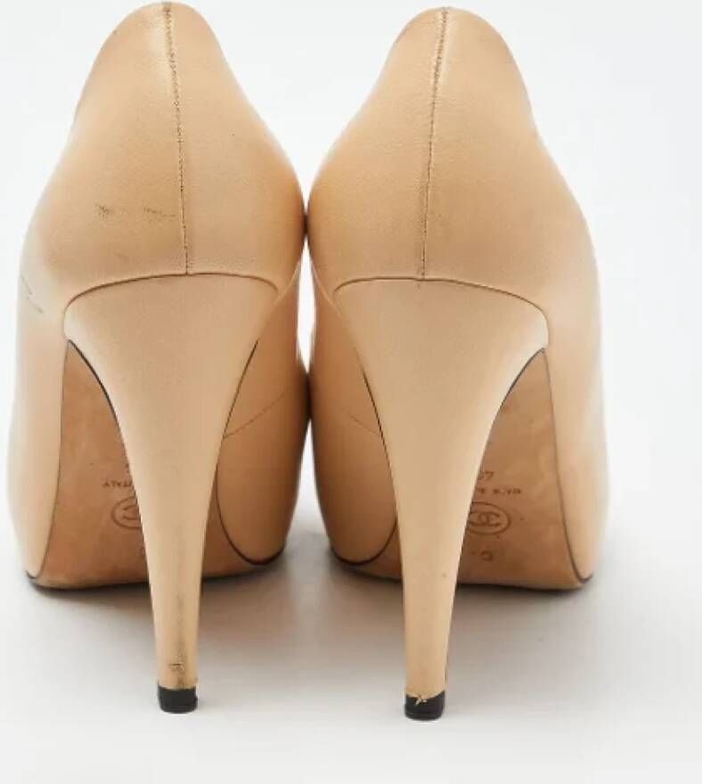 Chanel Vintage Pre-owned Leather heels Beige Dames
