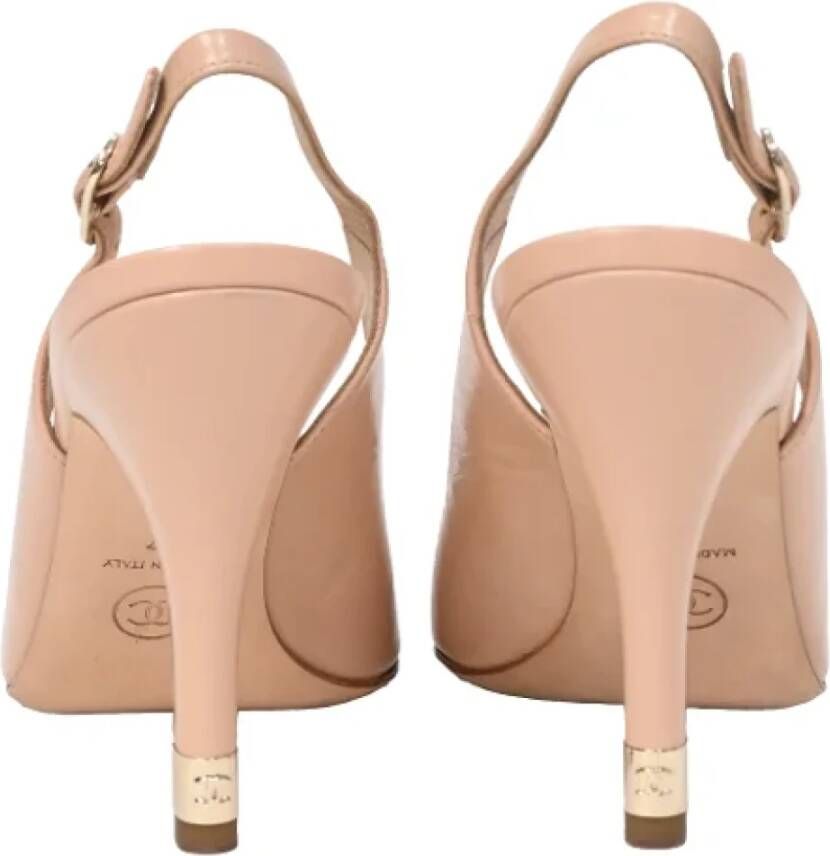 Chanel Vintage Pre-owned Leather heels Beige Dames