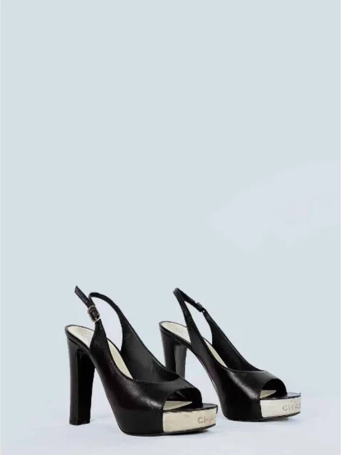 Chanel Vintage Pre-owned Leather heels Black Dames
