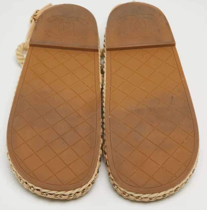 Chanel Vintage Pre-owned Leather sandals Beige Dames