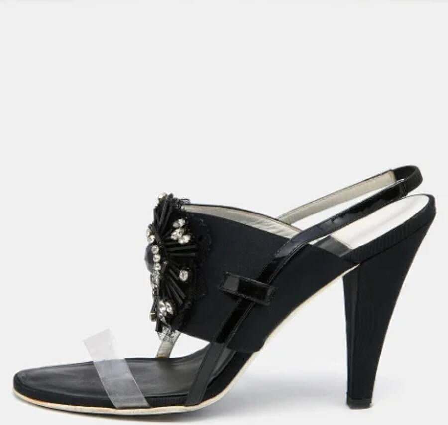 Chanel Vintage Pre-owned Leather sandals Black Dames