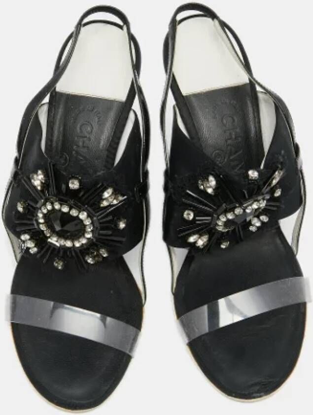 Chanel Vintage Pre-owned Leather sandals Black Dames