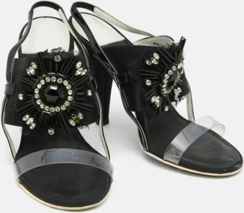 Chanel Vintage Pre-owned Leather sandals Black Dames