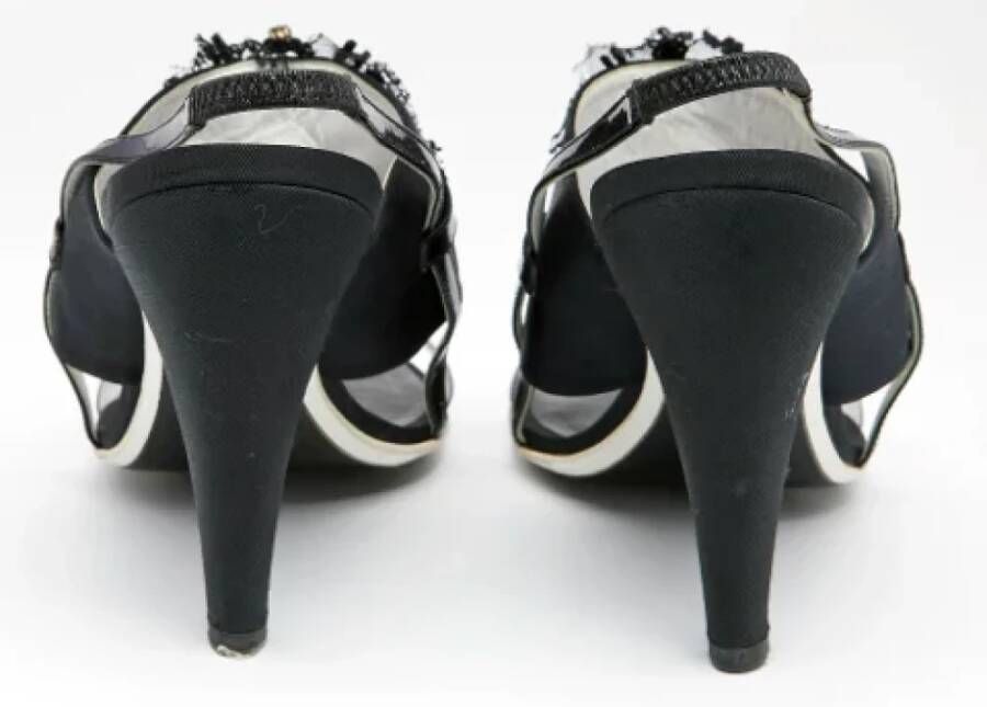 Chanel Vintage Pre-owned Leather sandals Black Dames