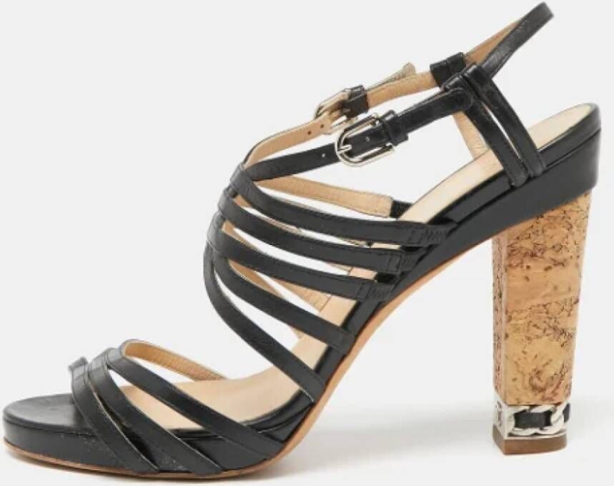 Chanel Vintage Pre-owned Leather sandals Black Dames