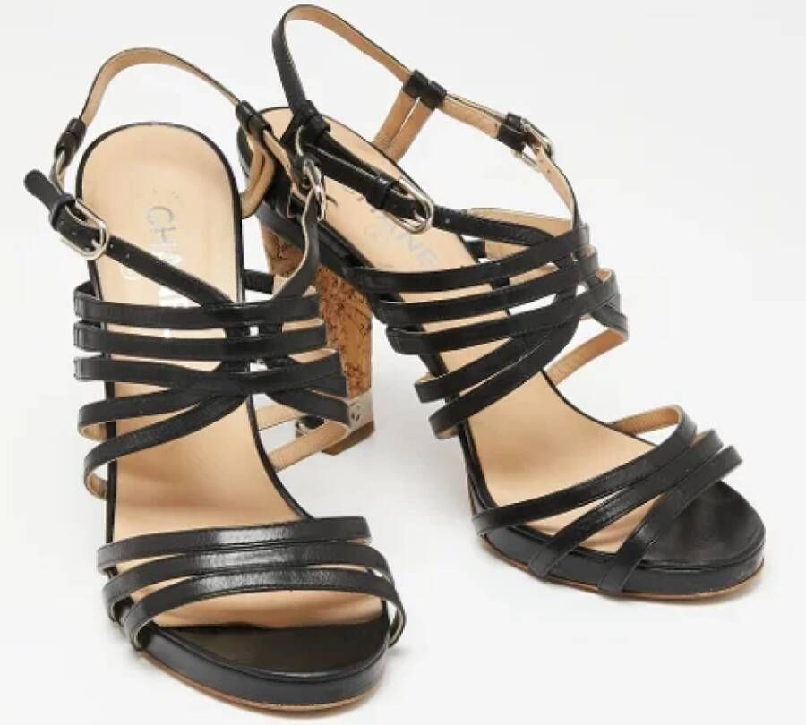 Chanel Vintage Pre-owned Leather sandals Black Dames
