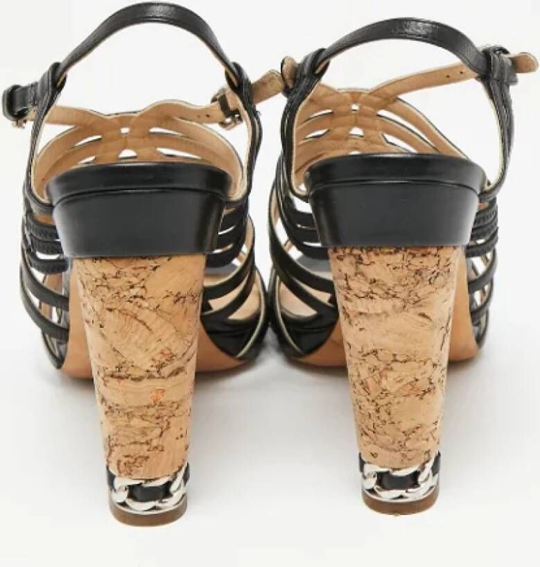 Chanel Vintage Pre-owned Leather sandals Black Dames