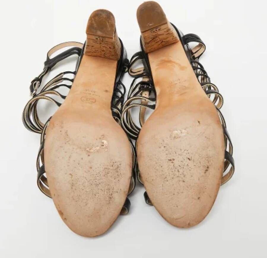 Chanel Vintage Pre-owned Leather sandals Black Dames