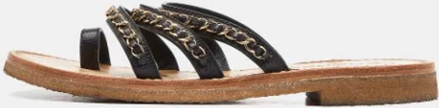 Chanel Vintage Pre-owned Leather sandals Black Dames