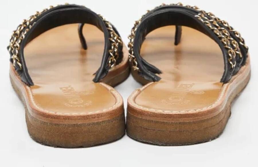 Chanel Vintage Pre-owned Leather sandals Black Dames