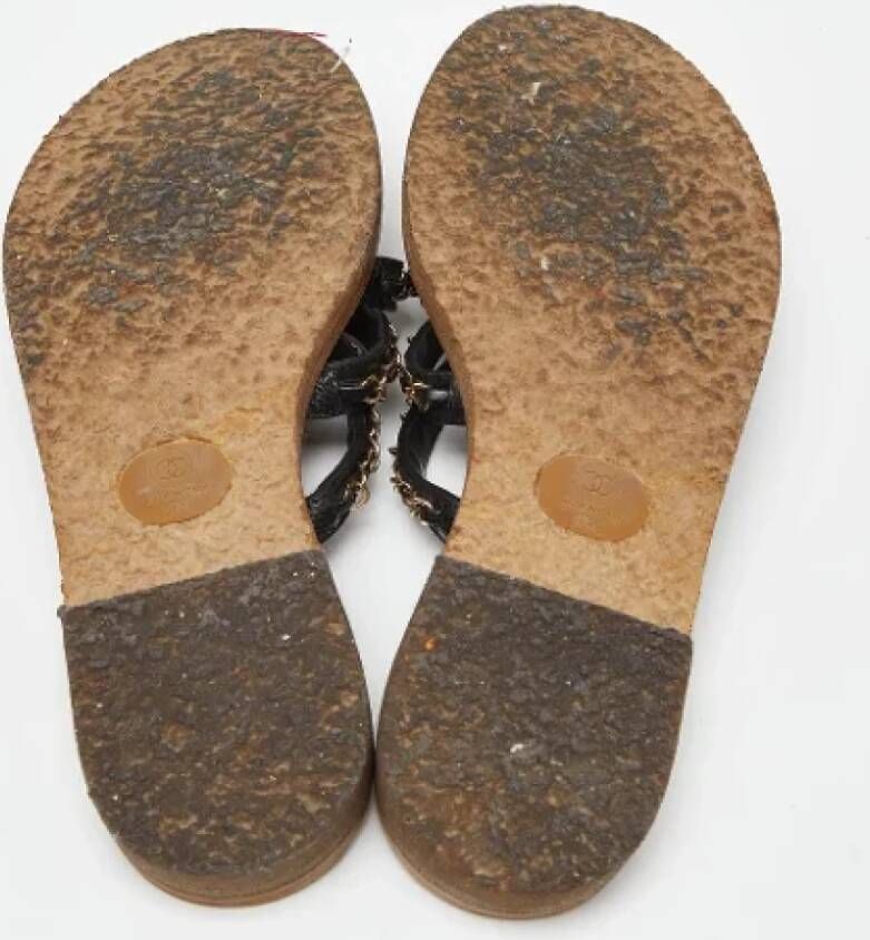 Chanel Vintage Pre-owned Leather sandals Black Dames